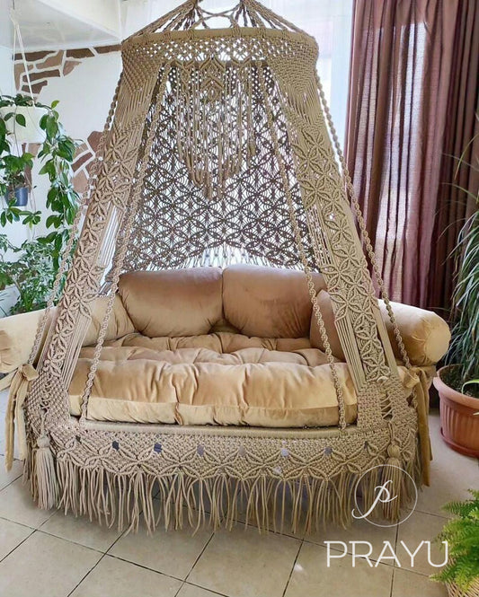 🤎 Embrace the Calm – A 60-Inch Boho Swing in Timeless Beige
