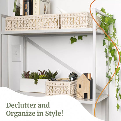 Set of 3 Macrame Pattern Baskets