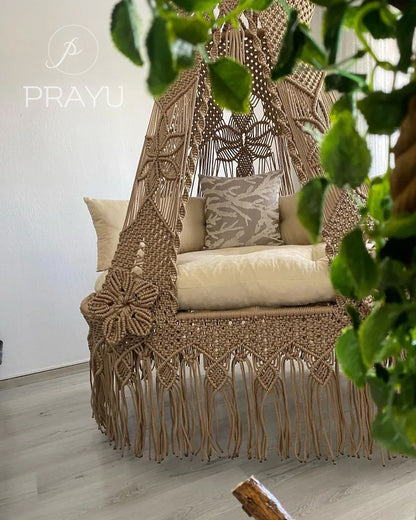 🤎 Woven in Warmth – 50-Inch Beige Macrame Retreat