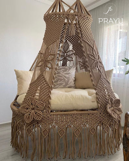 🤎 Woven in Warmth – 50-Inch Beige Macrame Retreat