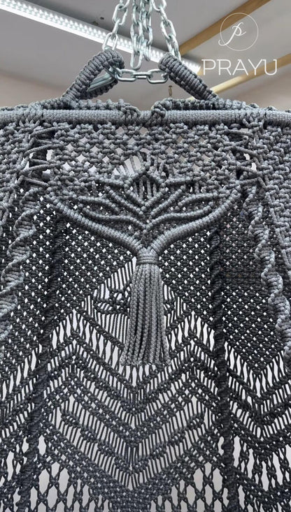 🤍 Serene Vibes "60-Inch" Boho Swing in Mystic Grey & Forest Green