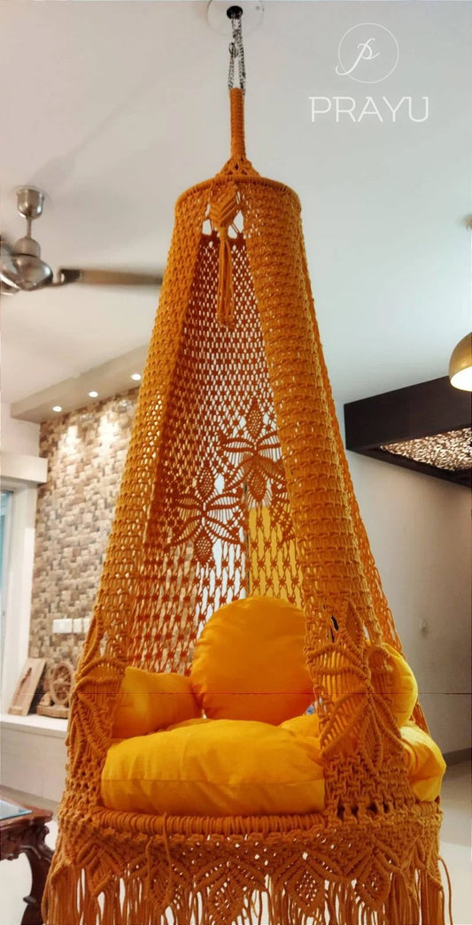 🧡 Ignite Your Space – A 40-Inch Boho Swing in Vibrant Orange