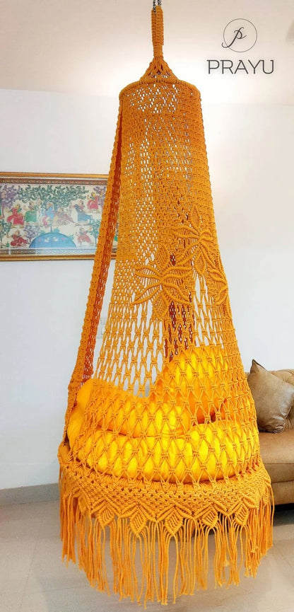 🧡 Ignite Your Space – A 40-Inch Boho Swing in Vibrant Orange