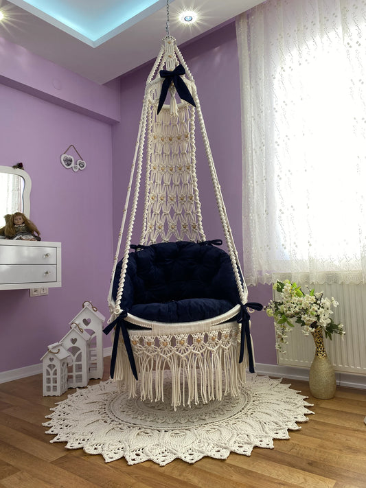 💙 Float in Style with Our 30-Inch White & Luxury Blue Dream Swing