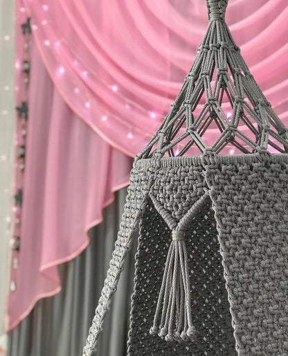Bold in Grey & Red: Prayu’s Handcrafted Macrame Swing with a Fiery Twist