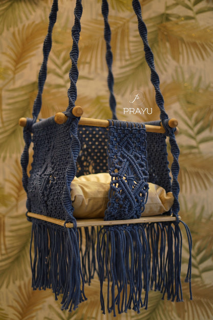💙 Wrapped in Prussian Blue – A Swing Made for Precious Beginnings
