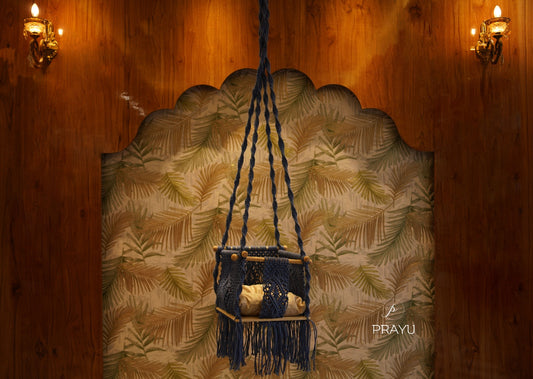 💙 Wrapped in Prussian Blue – A Swing Made for Precious Beginnings