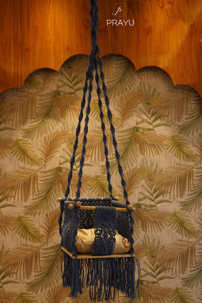 💙 Wrapped in Prussian Blue – A Swing Made for Precious Beginnings