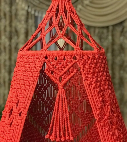Fiery Elegance: Red Macrame Swing to Add Bold Charm to Your Space